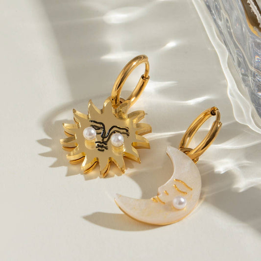 HIGH-END 18K GOLD STAINLESS STEEL MOON EARRINGS