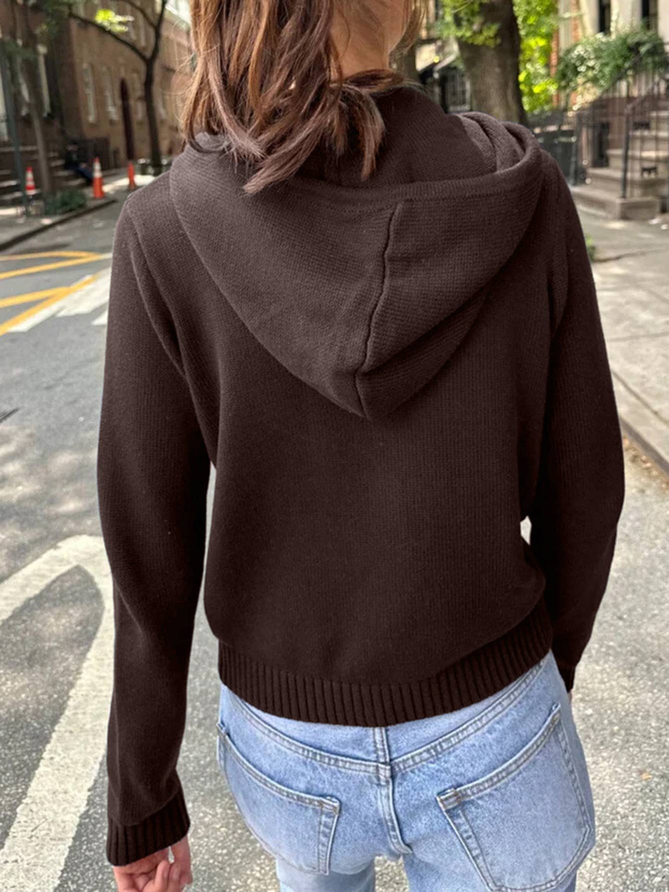 Fashion long-sleeved solid-color hoodie jacket