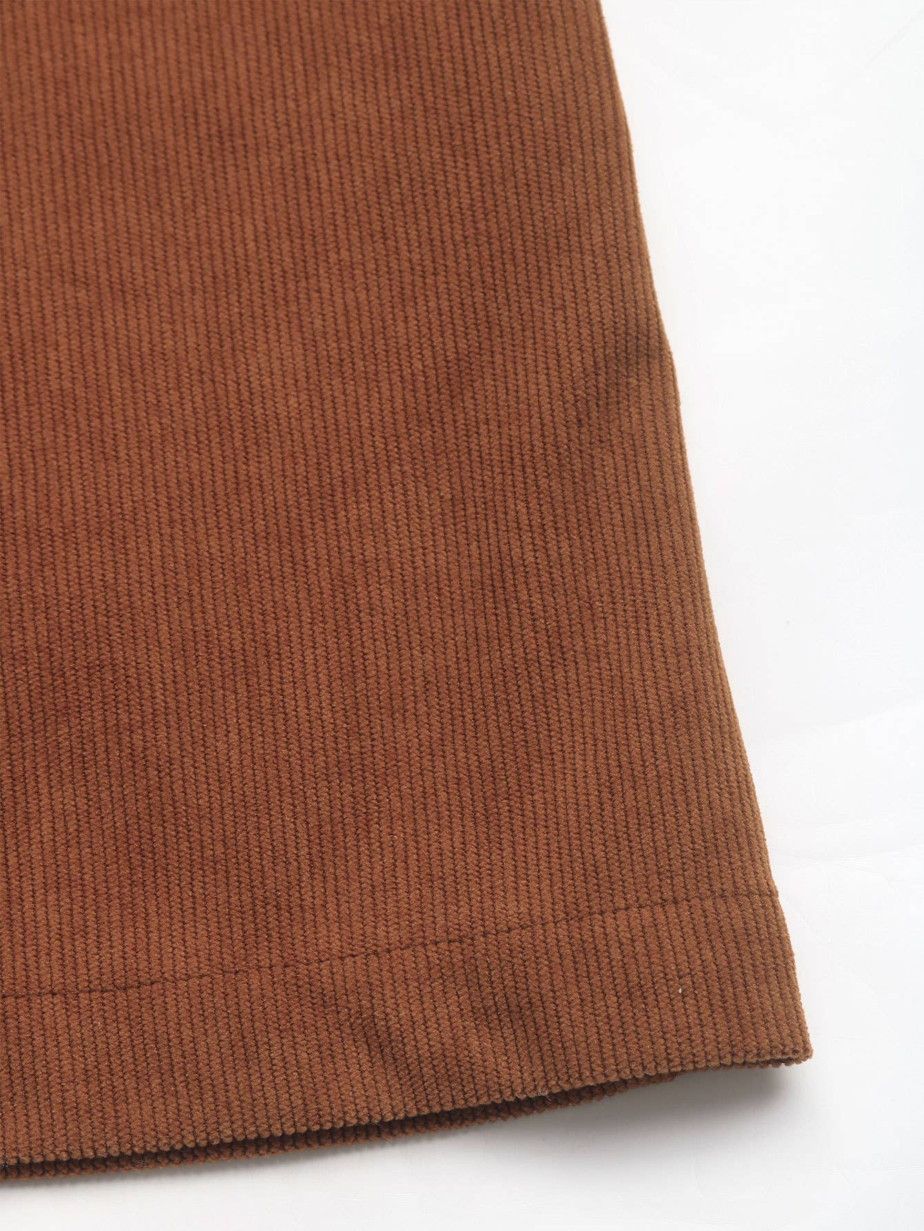 Lapel and lace corduroy shirt dress