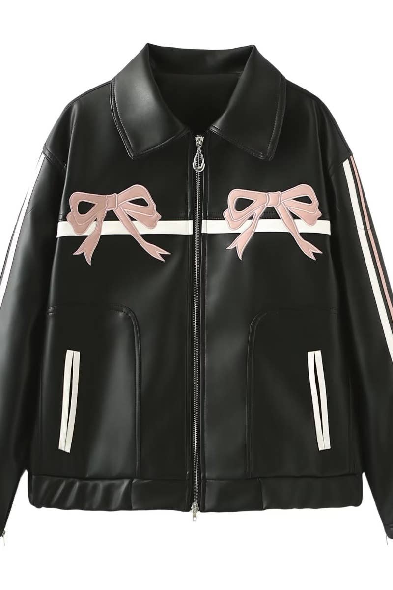 CWOJA1426_FALL BOW EMBROIDERED LEATHER JACKET