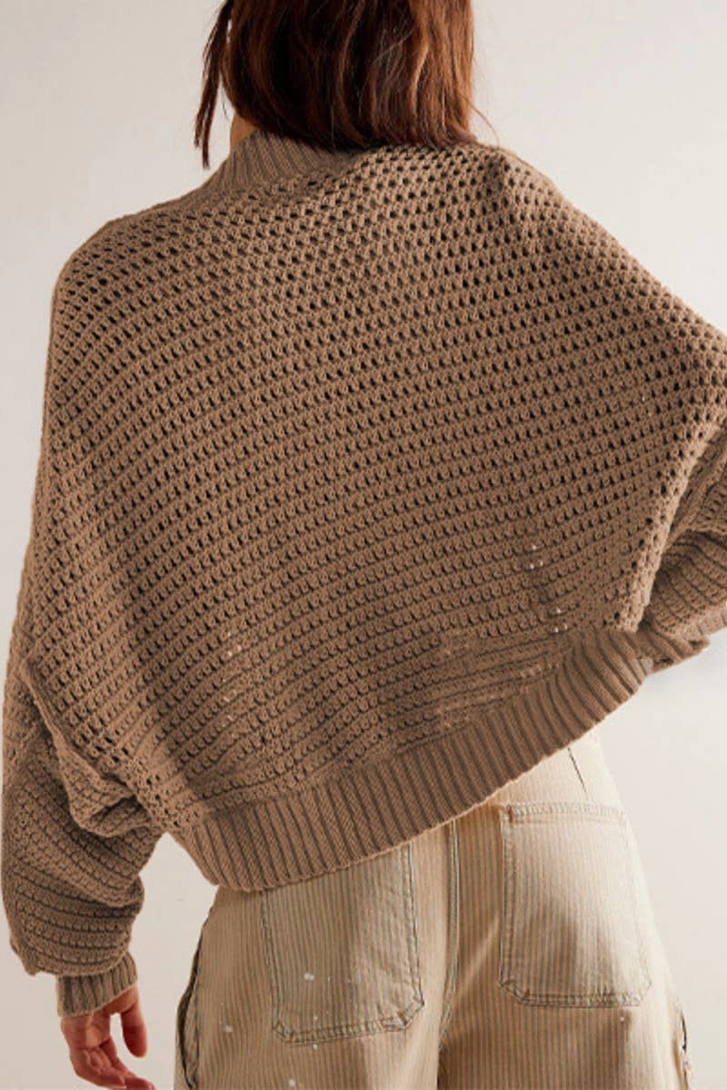 CWOCAL1837_AUTUMN BAT-SLEEVED LONG-SLEEVED CARDIGAN