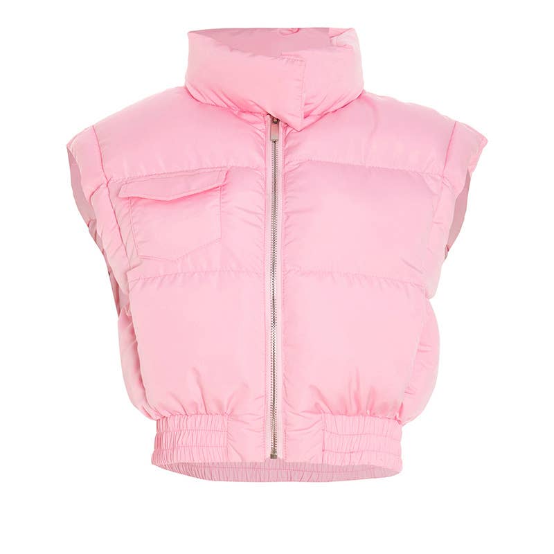 Stand-up collar warm fluffy cotton-padded vest