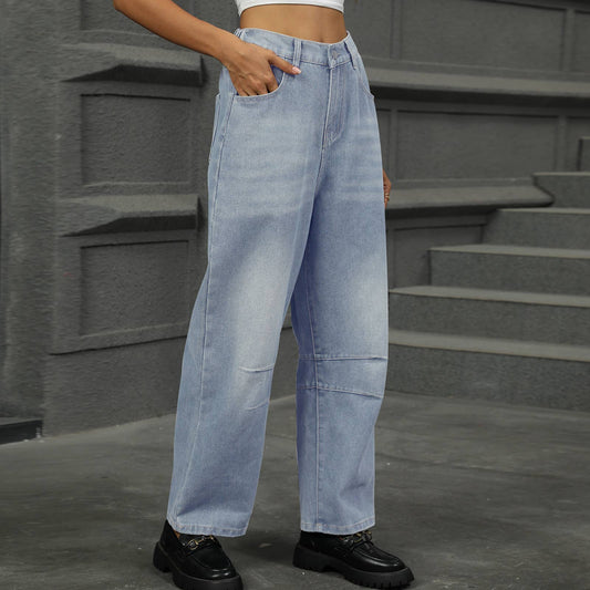 Washed loose nine-inch Harlen jeans