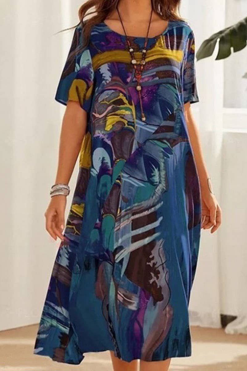 CWDMD5714_SUMMER SHORT-SLEEVED LOOSE CASUAL DRESS