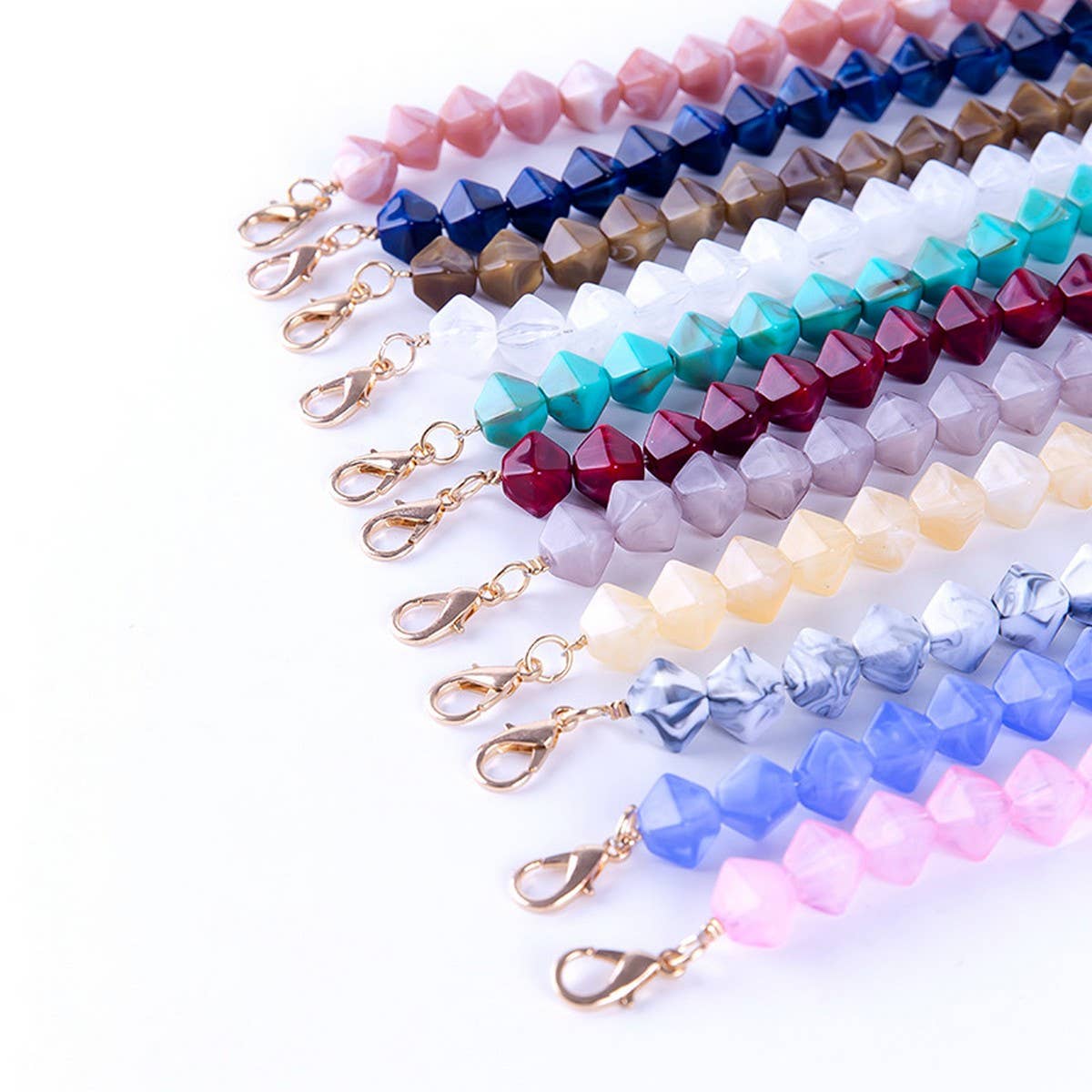 Colorful Acrylic Irregular Bead Bag Chain 11.81in