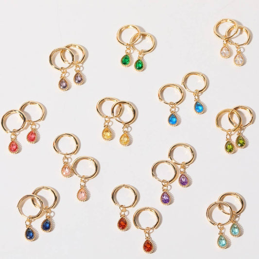 Elegant Zodiac Birthstone Teardrop Earrings Women