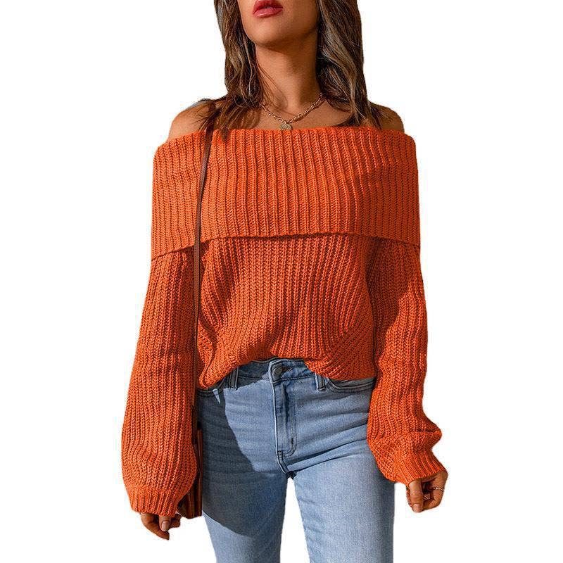 STRAPLESS SHOULDER SWEATER IN SOLID COLOR