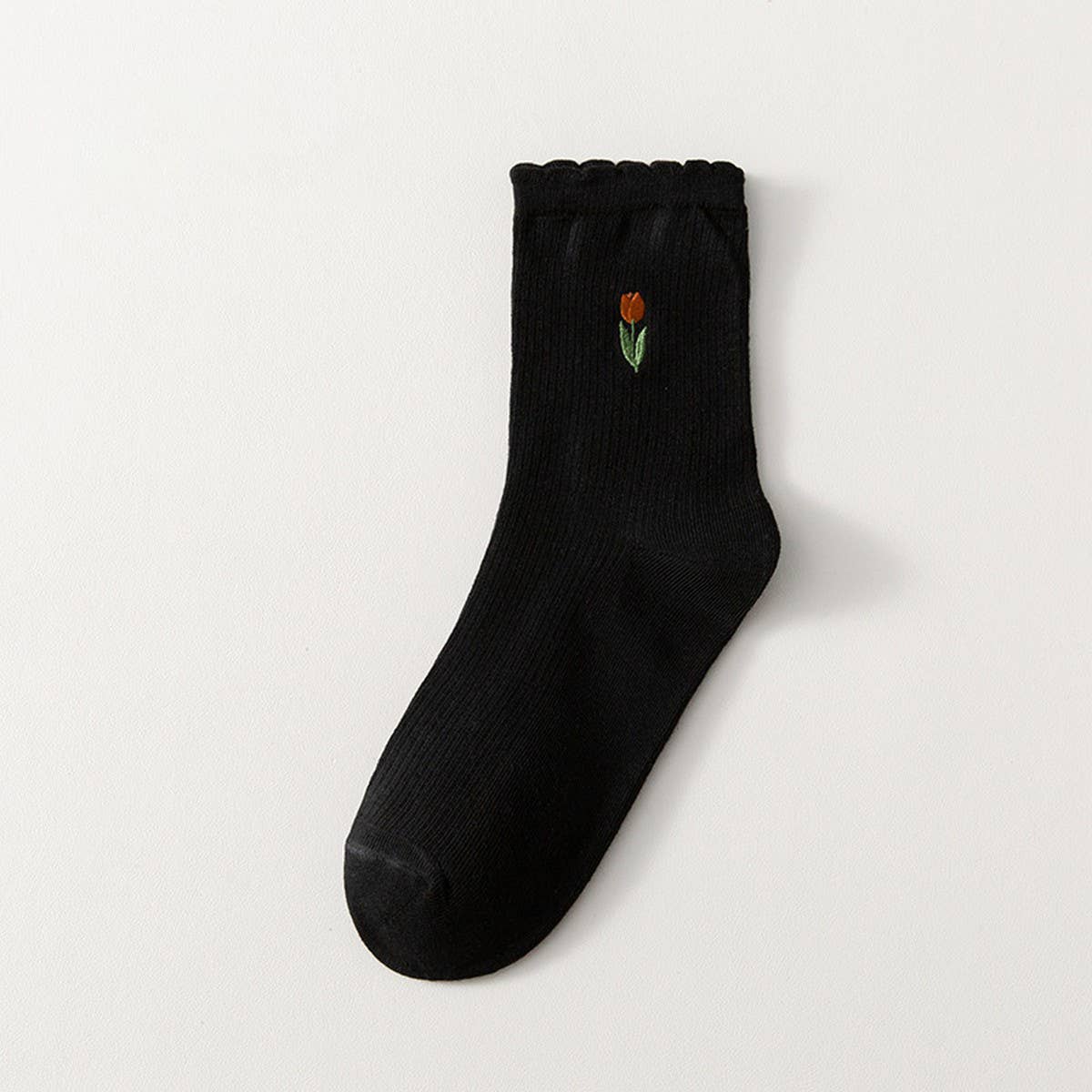FLORAL EMBROIDERED COTTON SOCKS