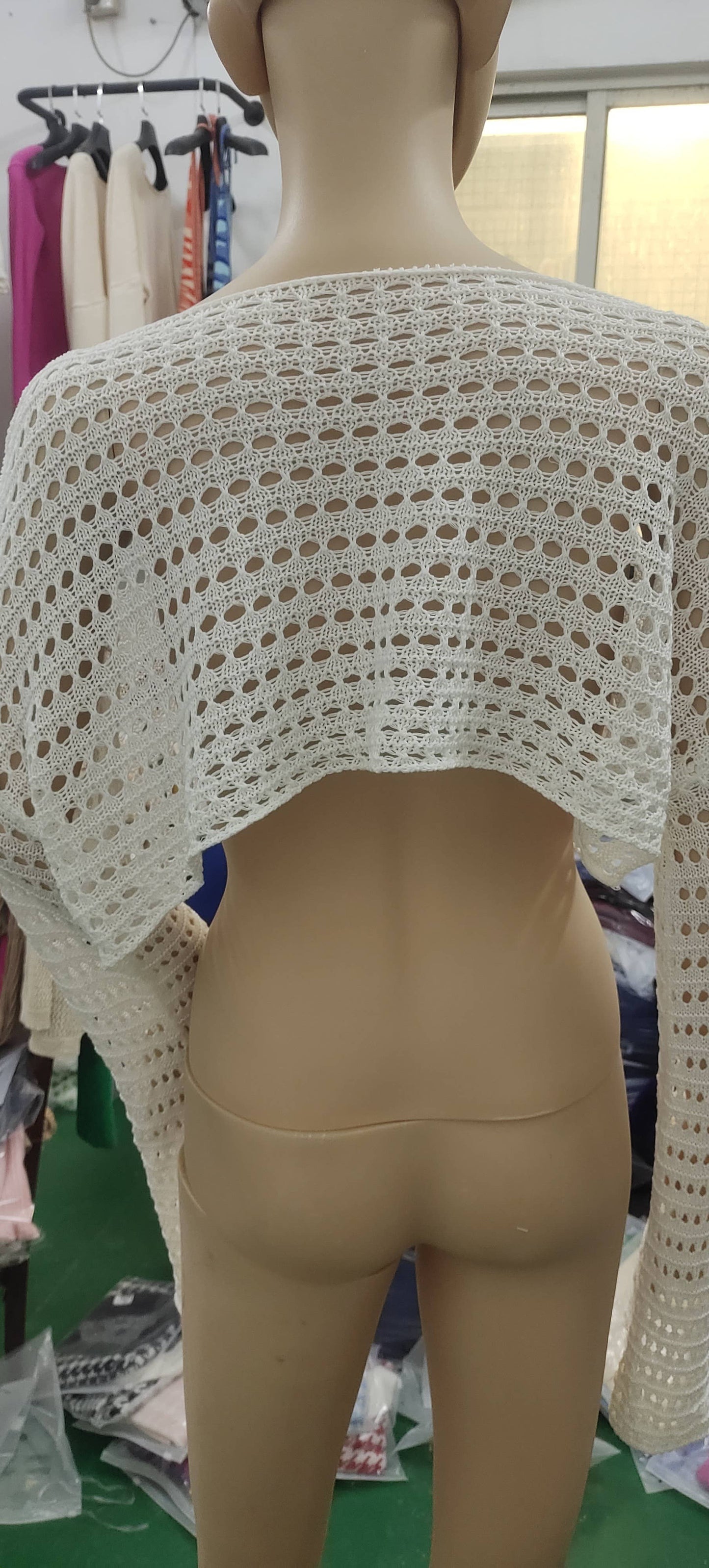 FASHION IRREGULAR HOLLOW-OUT KNITTED SMOCK