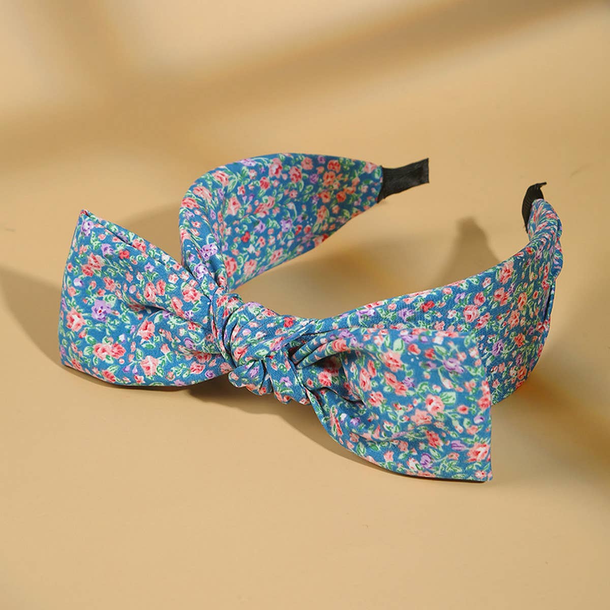 SOLID COLOR PLEATED RABBIT EARS BOW HEADBAND_CWAHA1690
