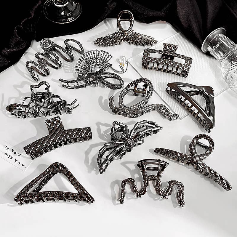 Geometric dark elegant metal clipper hair clips