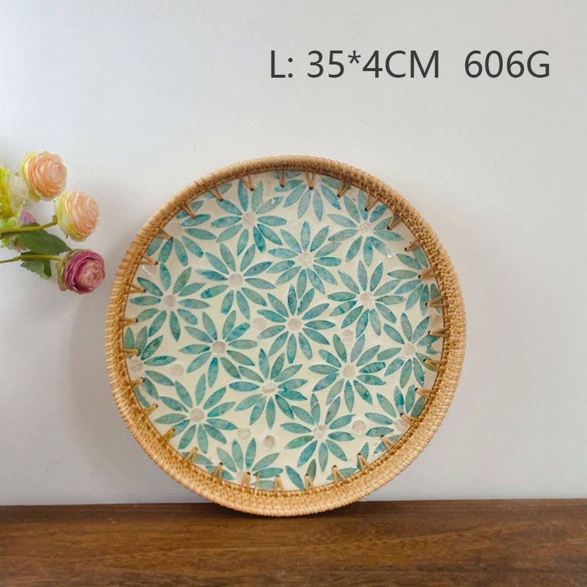 RATTAN FRUIT PLATE TEA ROOM SHELLBASKET ROUND PLATE_CWMM4495