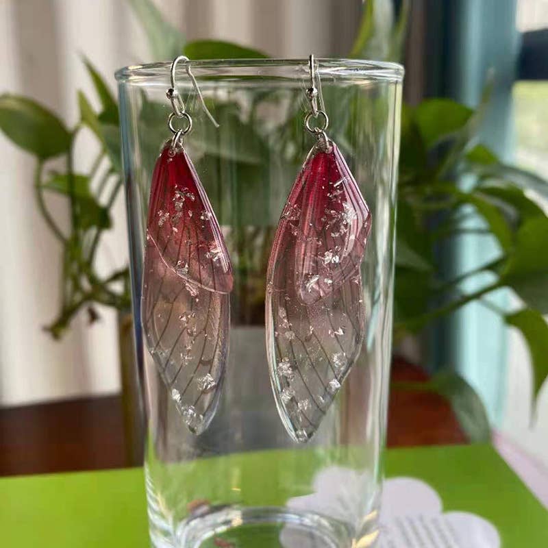 S925 Silver Cicada Wing Wing Butterfly Earrings