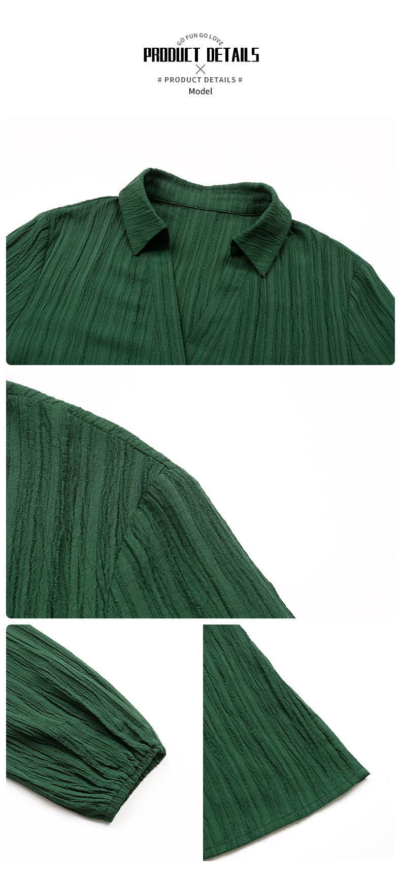 LONG-SLEEVED PLEATED LAPEL SHIRT DRESS