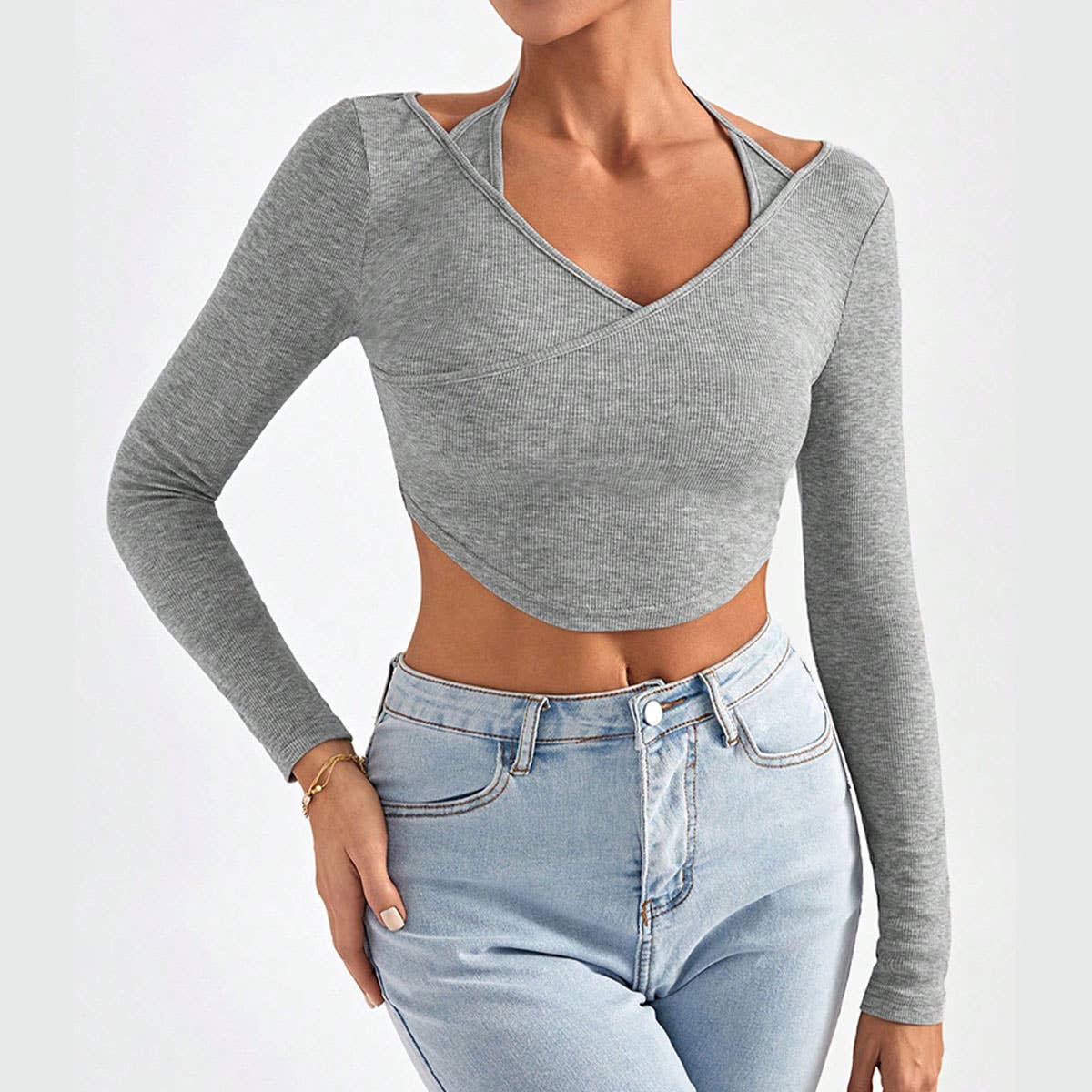 FAKE TWO LONG-SLEEVED SLIM-FIT UNDERTOPS