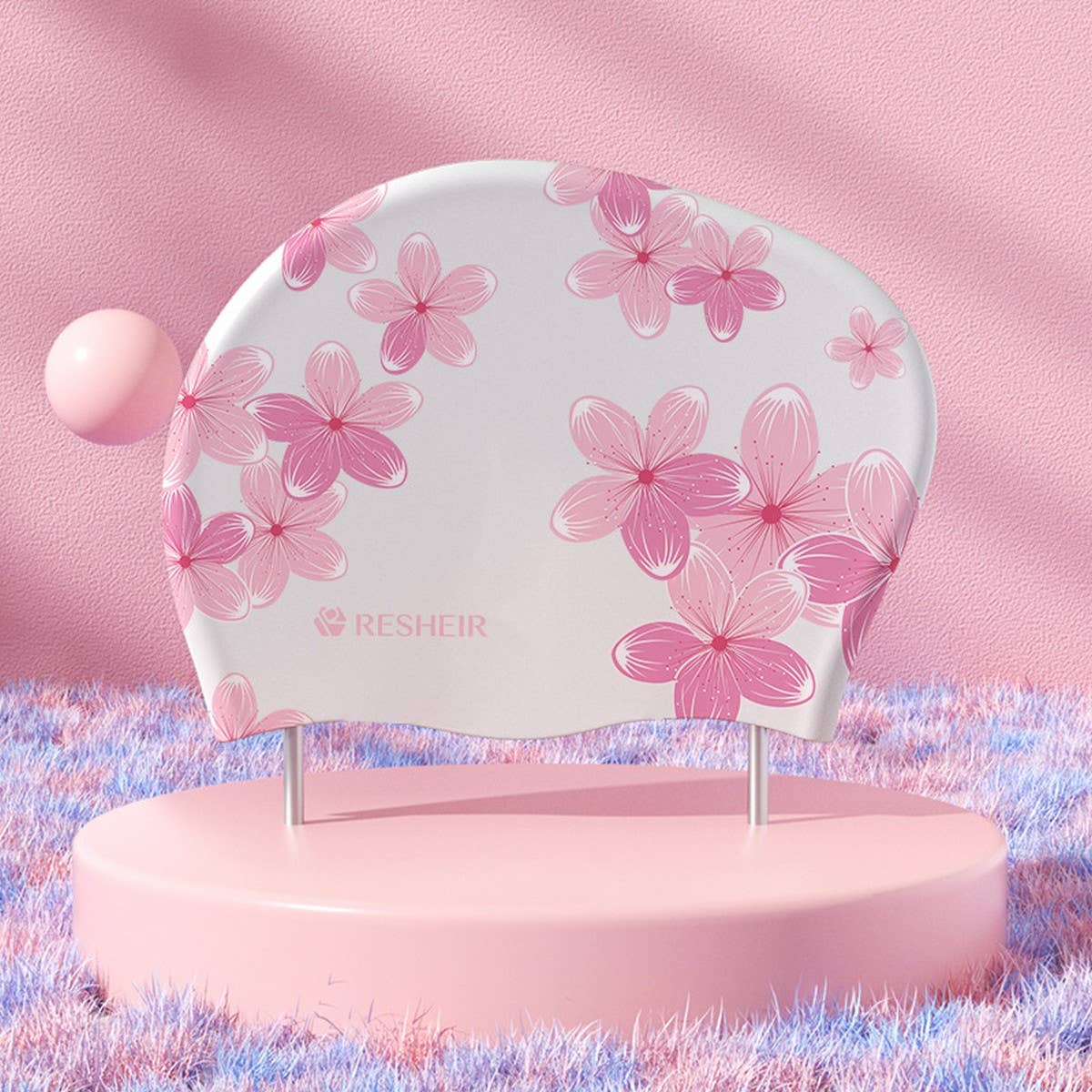 Fashion Silicone Swim Cap with Large Print_CWMM6709