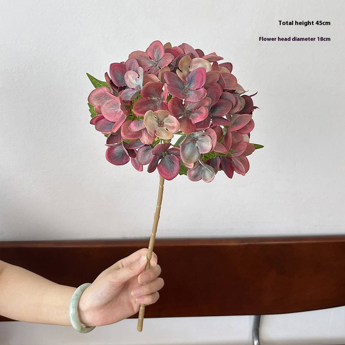 3D Printed Autumn Hydrangea Stem with 2 Leaves_CWMM6517