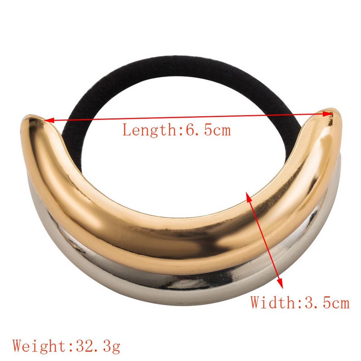 Boutique Metal Rhinestone Bow Elastic Hair Tie_CWAHA6180