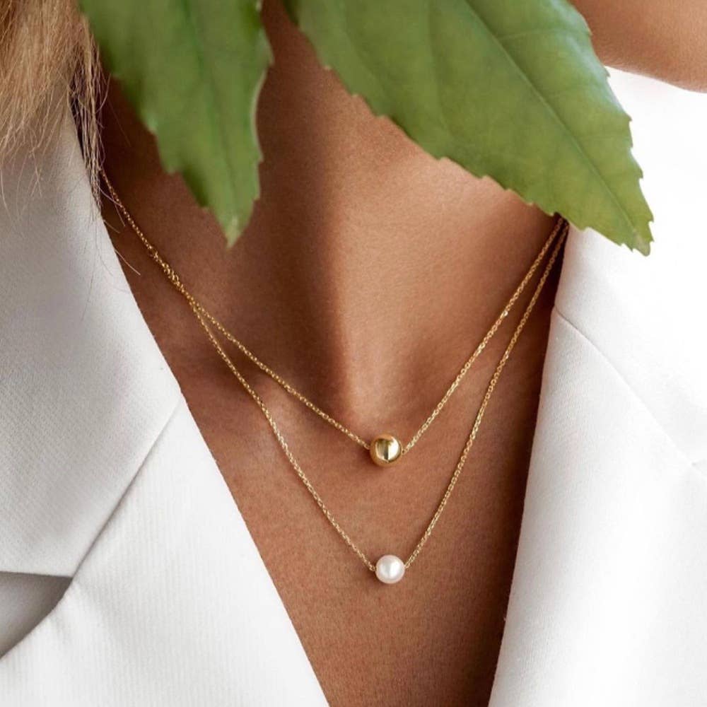 Fashionable simple electroplated pearl necklace