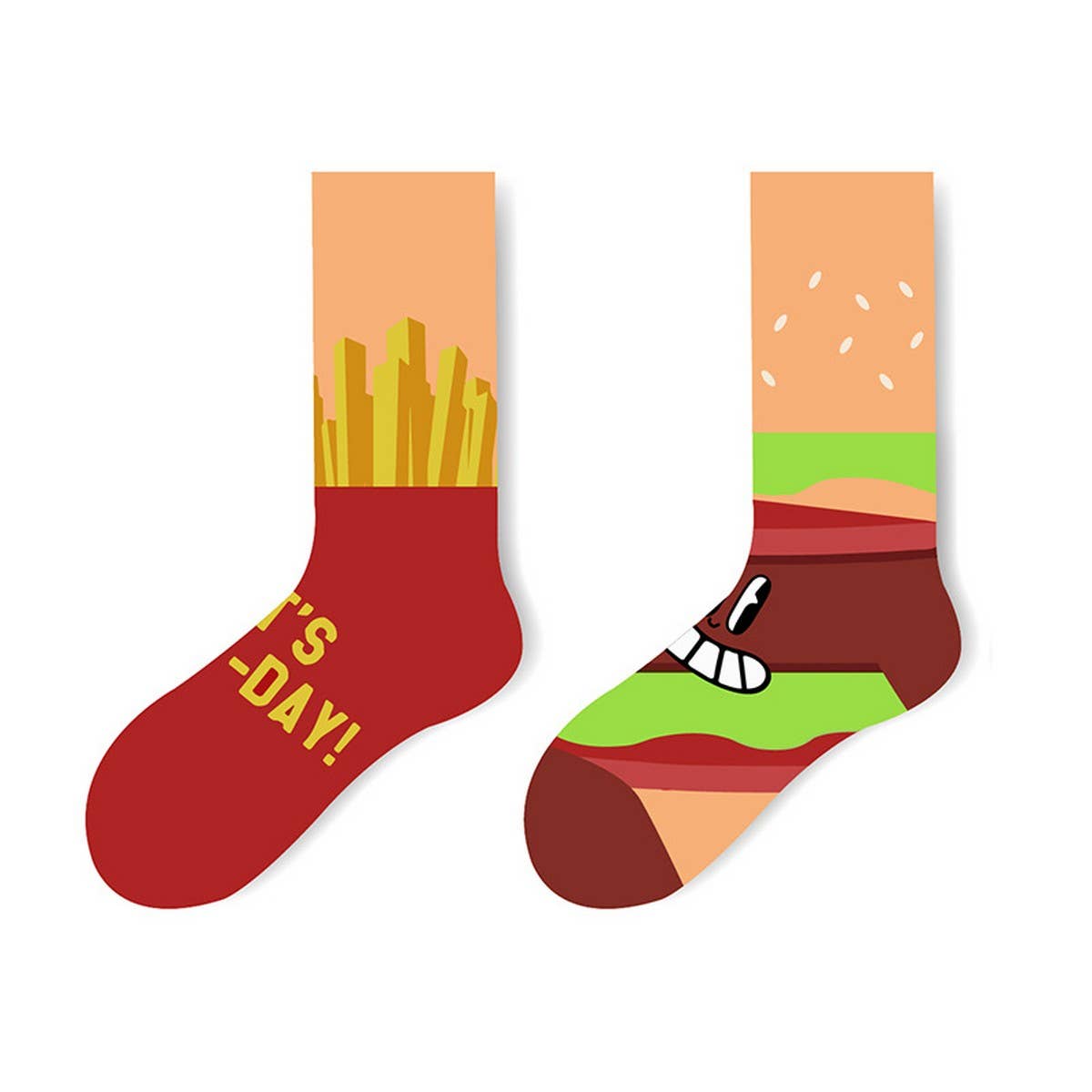 AB SIDE HAMBURGER BEER MID-TUBE TRENDY SOCKS_CWMS1009