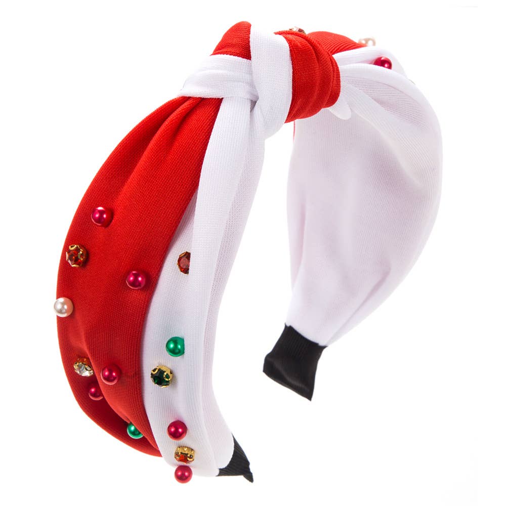 CHRISTMAS PEARL HEADBAND WITH DRILL BAND
