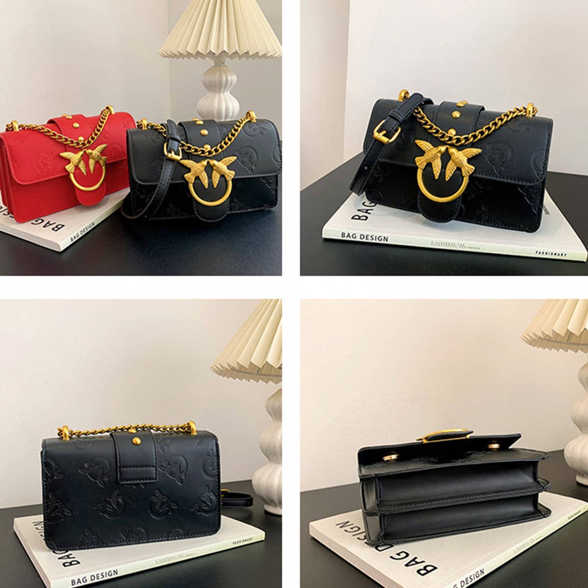 STYLISH EMBOSSED METAL CHAIN SHOULDER BAG_CWAB1577