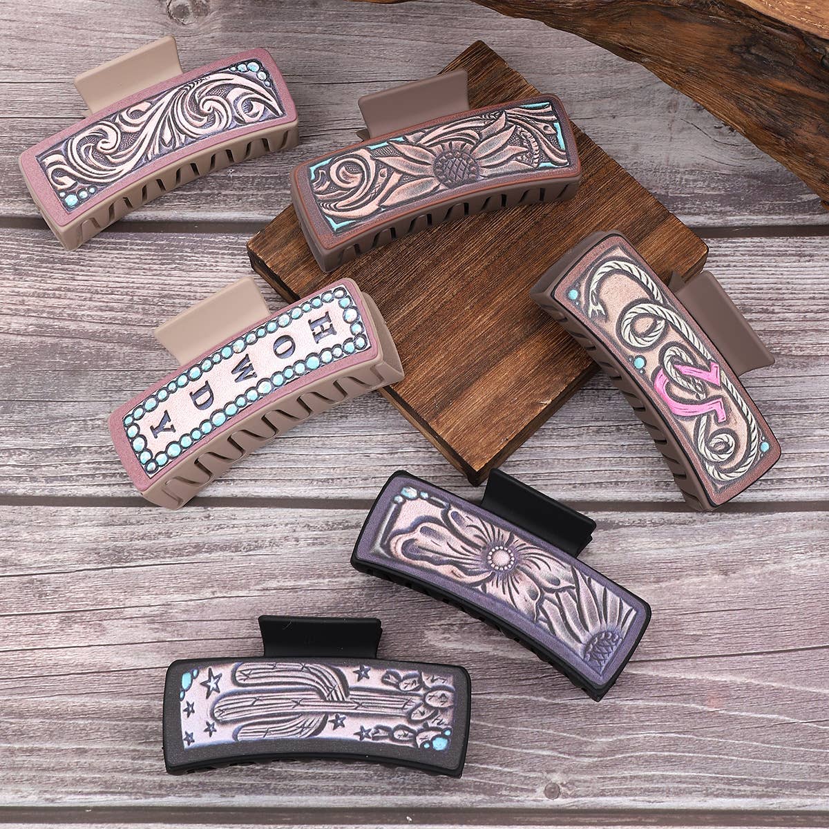 Western Cactus Sunflower Hair Claw - Cowgirl Style