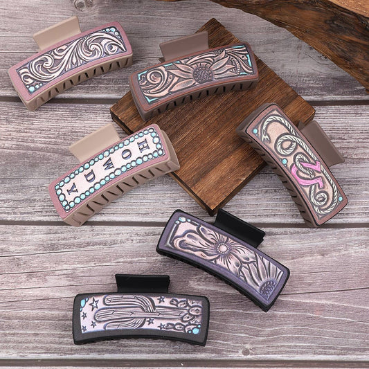 Western Cactus Sunflower Hair Claw - Cowgirl Style