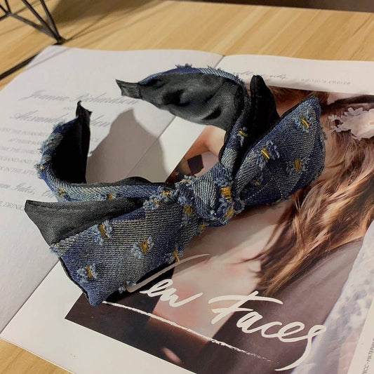 SIMPLE AND ELEGANT DENIM BOW HEADBAND