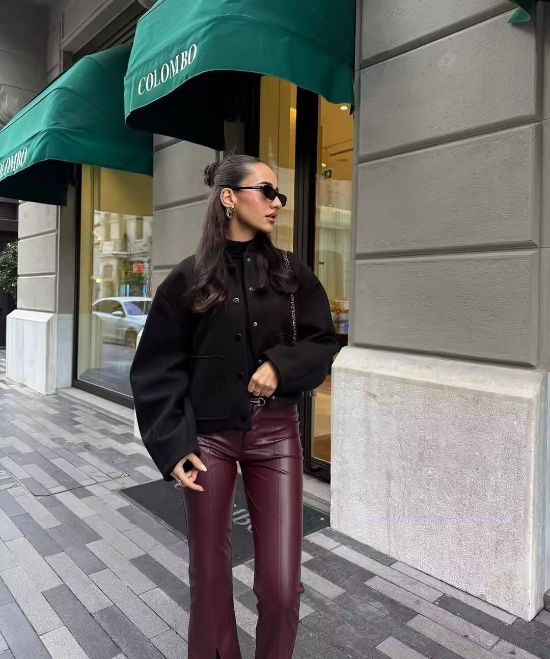 Stand-up collar,button-down pocket short jacket