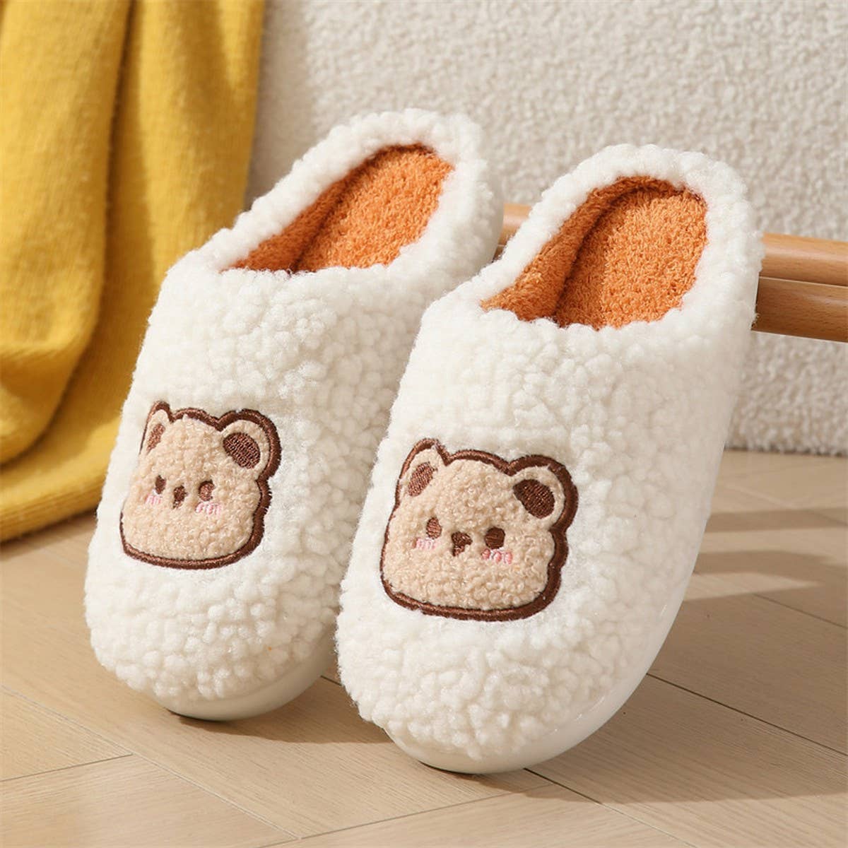 CUTE CARTOON BEAR PLUSH WARM COTTON SLIPPERS