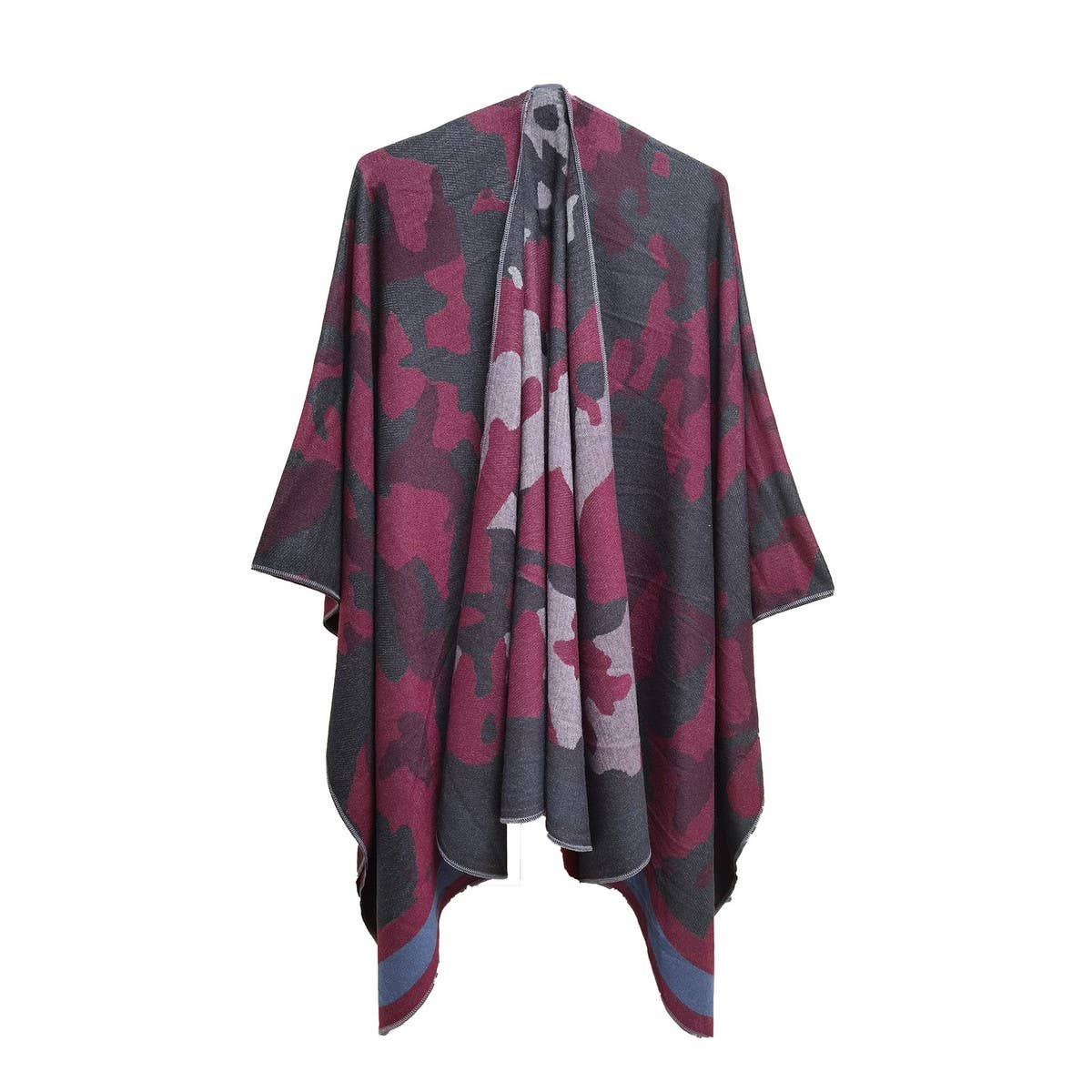 CAMOUFLAGE STRIPED WARM SPLIT SHAWL CLOAK_CWASC0284
