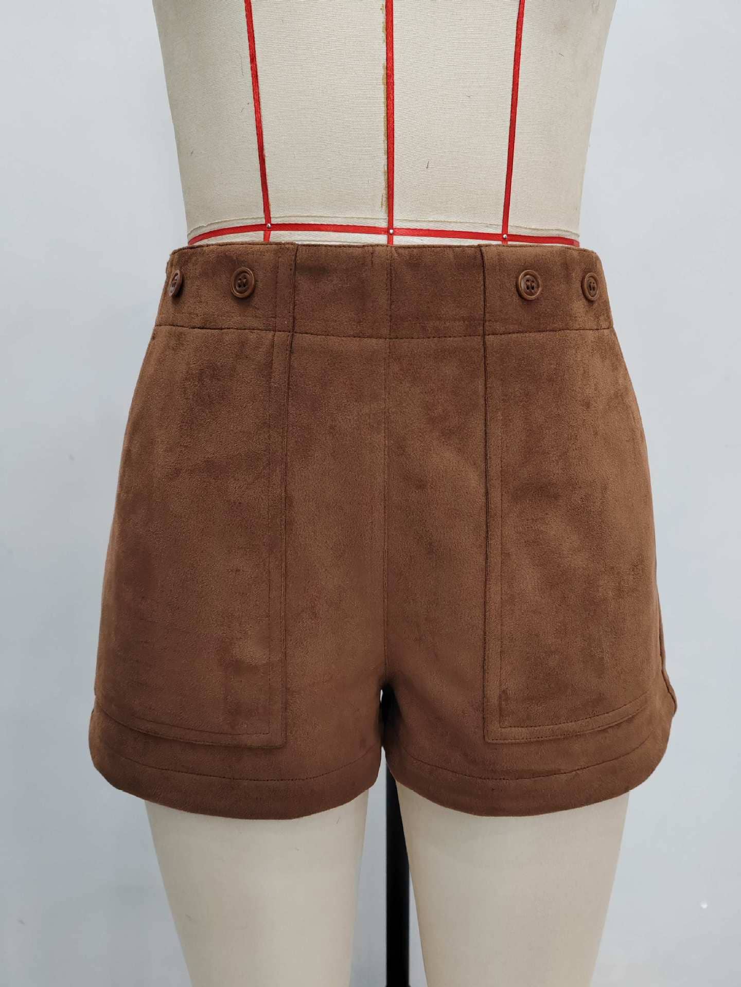 Casual double-button wide-brimmed simple shorts