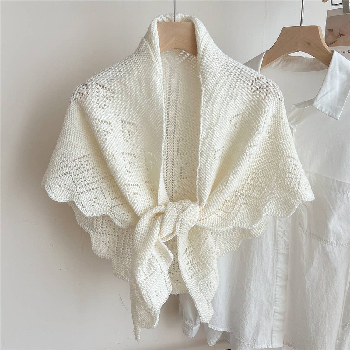 Knit Triangle Shawl Wrap for Summer Air Rooms