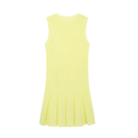 SLEEVELESS WIDE-PLEATED KNIT MINI DRESS