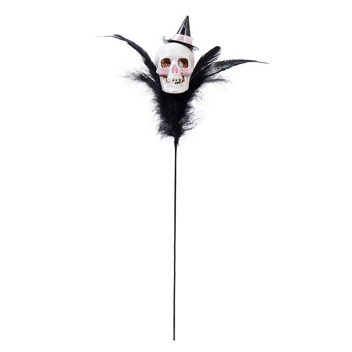 Feather Skull Pumpkin Halloween Bouquet Pick_CWMM9875