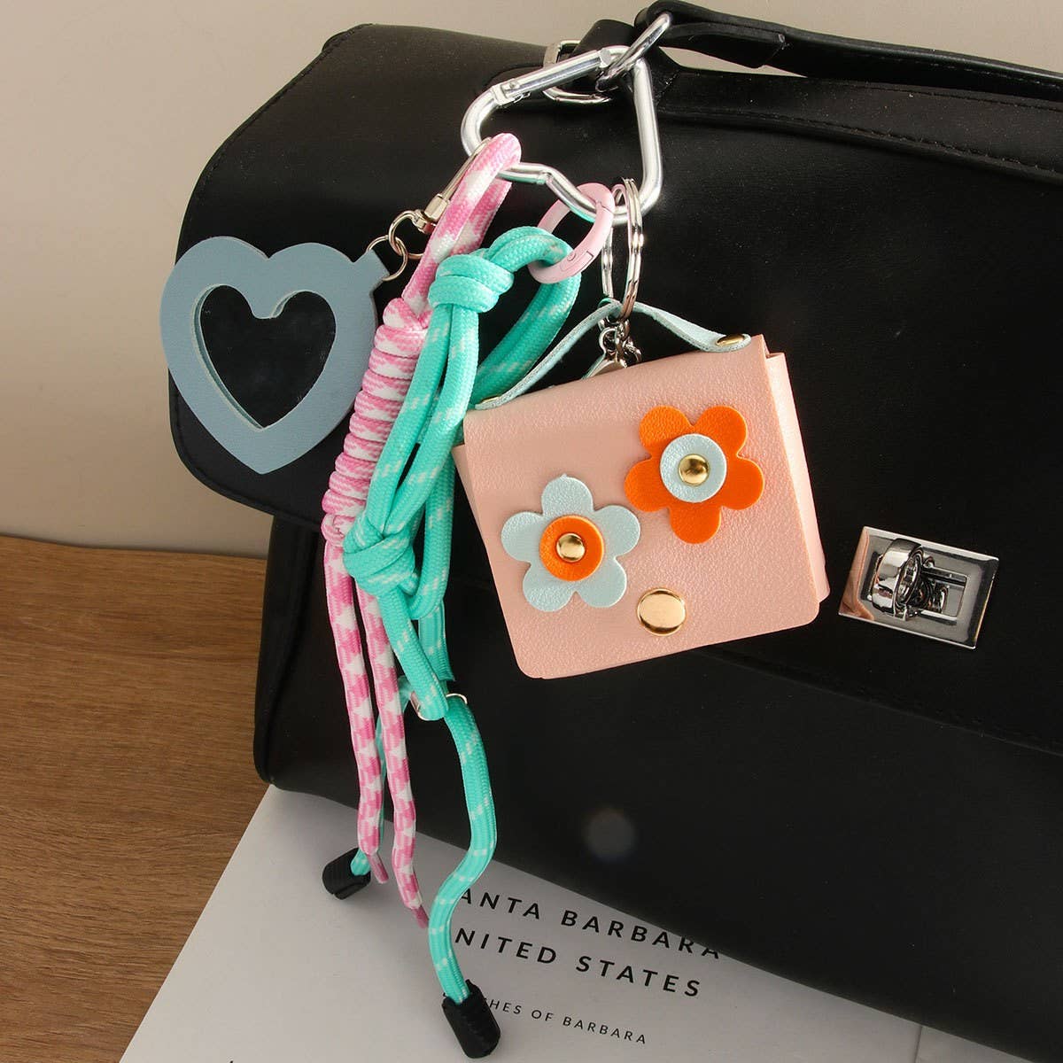 H Letter Floral Earbud Pouch Keychain