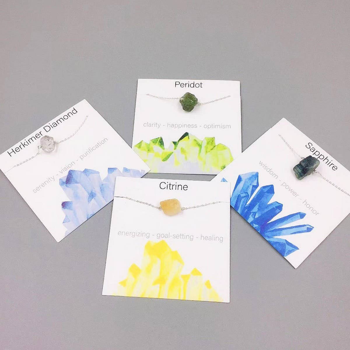 NATURAL CRYSTAL PENDANT NECKLACE WITH CARD