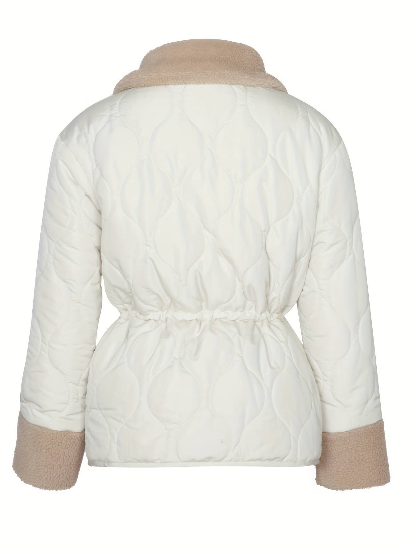 Lace-up waist-closed single-breasted padded coat