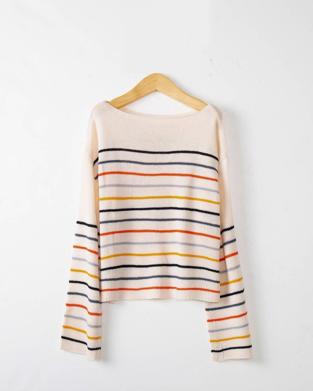 FASHION CASUAL STRIPED MATCHING COLOR SWEATER