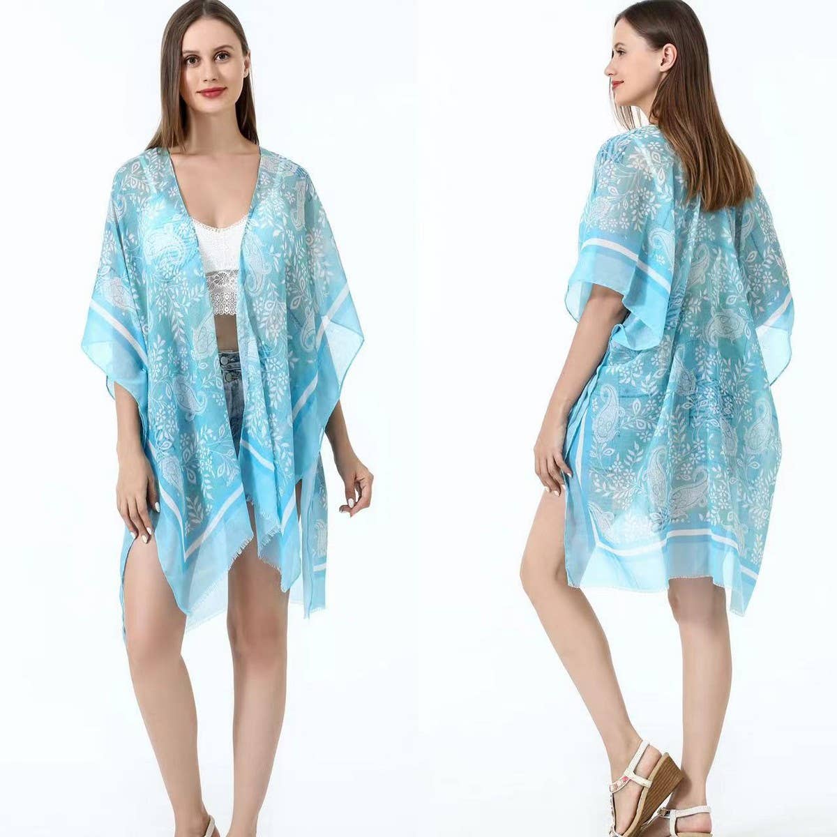 Floral Print Beach Cover-Up Bikini Cardigan