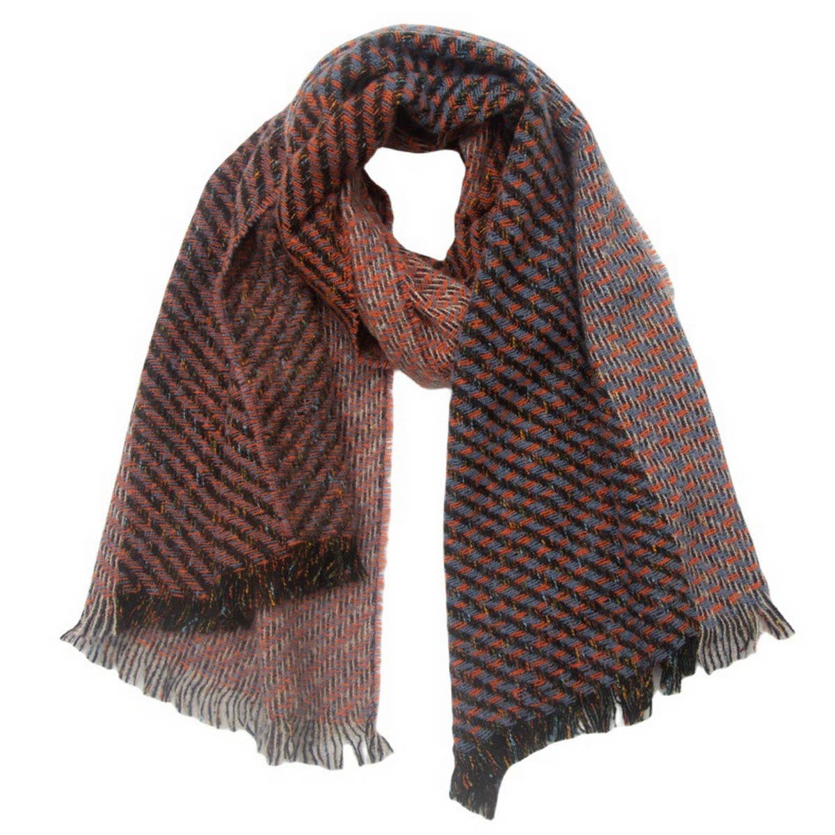 Fringe Patchwork Scarf ? Unisex Winter Shawl Wrap