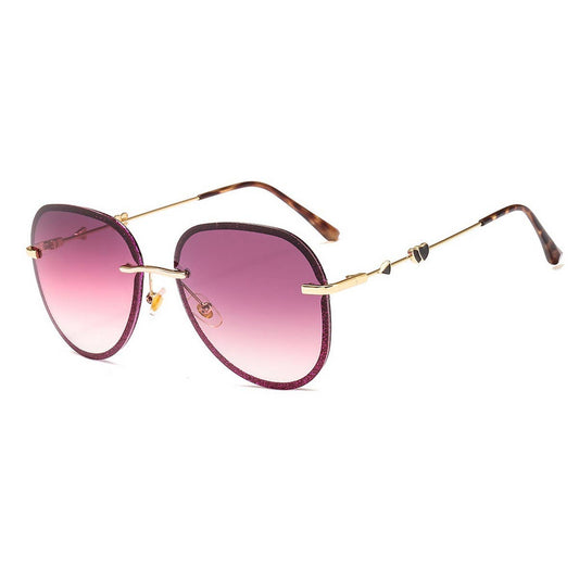 Trendy Frameless Metal Heart Cupid Sunglasses