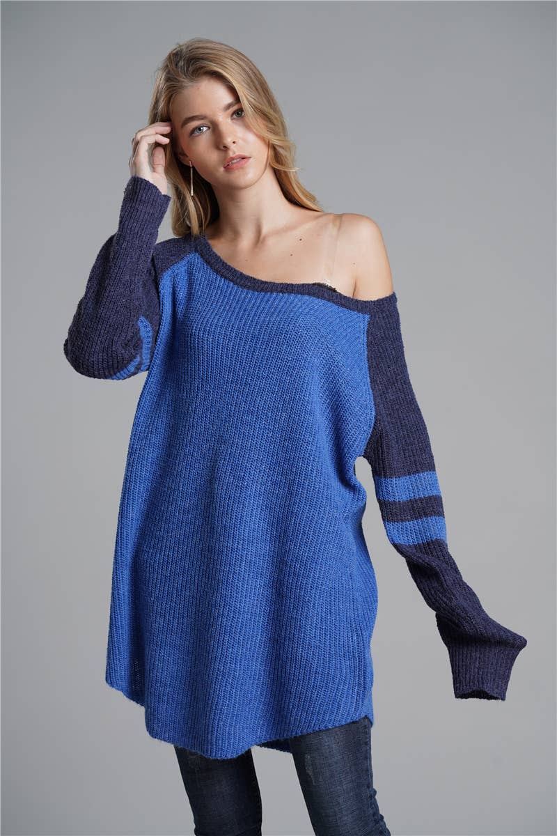 ALL-IN-ONE LONG LOOSE SOLID PULLOVER SWEATER