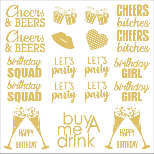 Gold Foil Birthday Party Metallic Tattoo Stickers