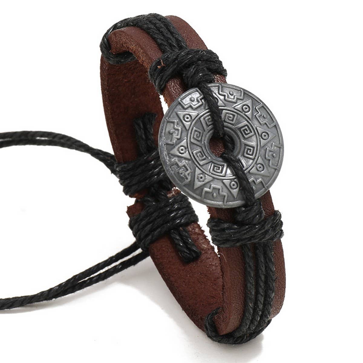 HAND-WOVEN ALLOY VINTAGE COWHIDE BRACELET