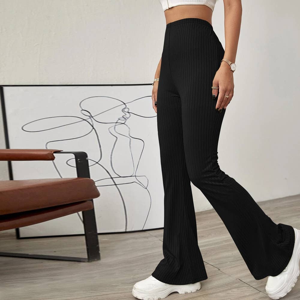 HIGH-WAISTED BELTLESS MICRO-CUT KNIT PANTS