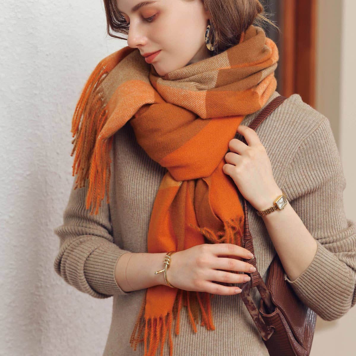 2025 Fashion Plaid Tassel Scarf - Winter Warmth_CWASC0185