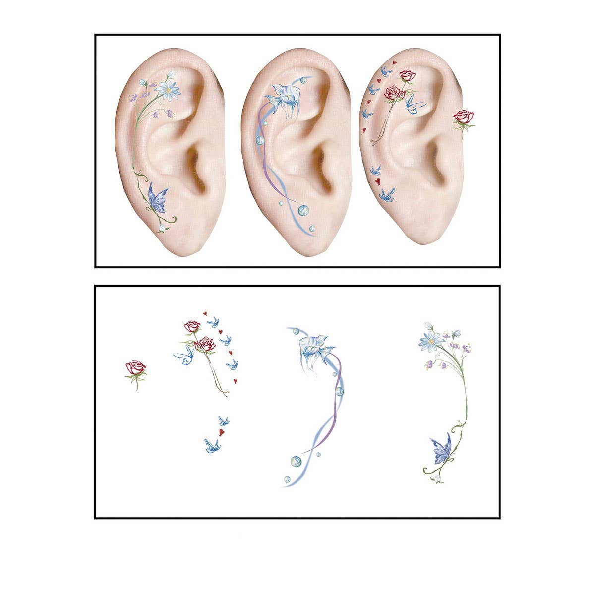 Waterproof Ear Tattoos ? Cute Cartoon Set