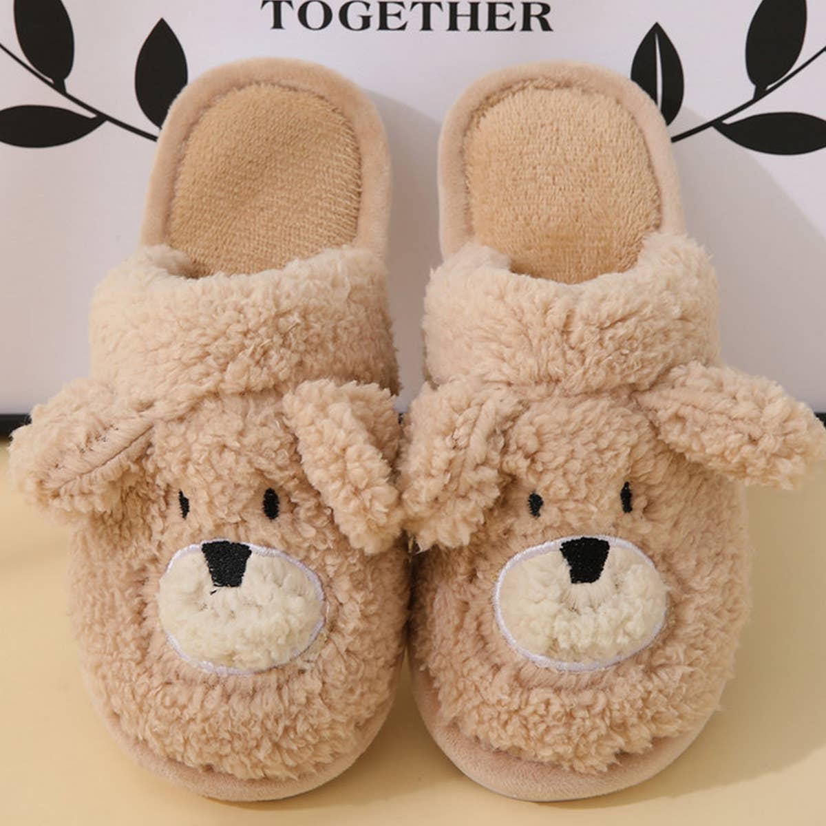 WOMEN CARTOON WARM BEAR COTTON SLIPPERS